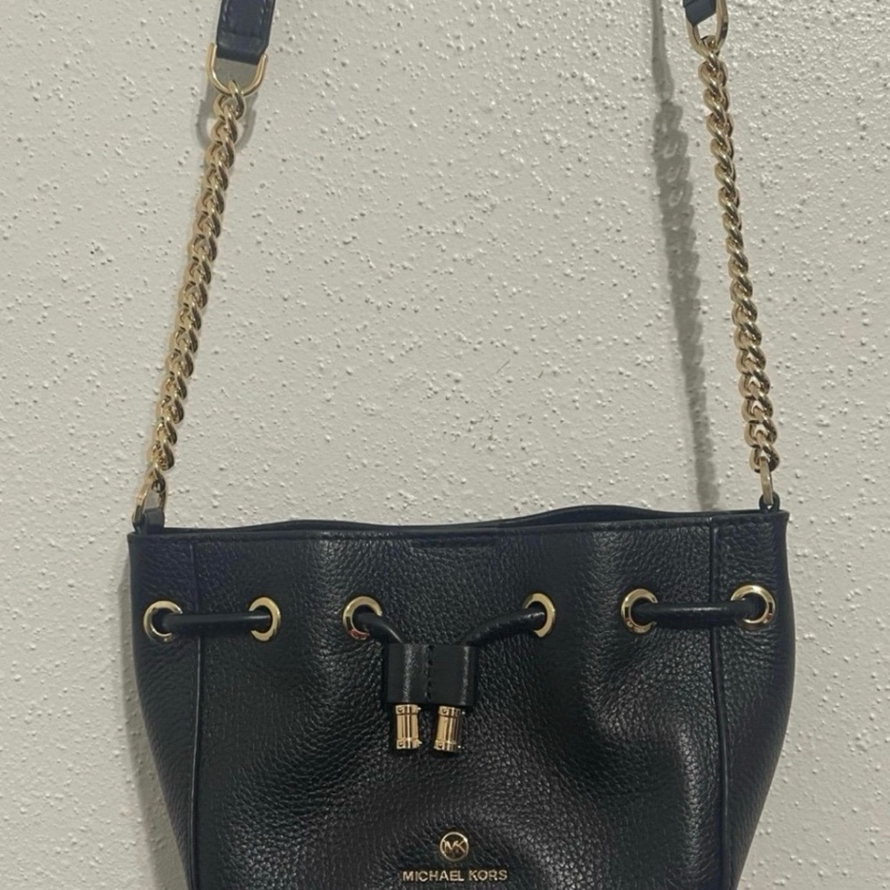 Michael Kors Black Shoulder Bag with Gold Accents